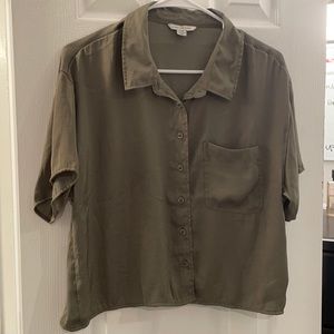 Silk short sleeve button down shirt